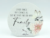 Family Vintage Floral Butterfly Sentiment Plaque